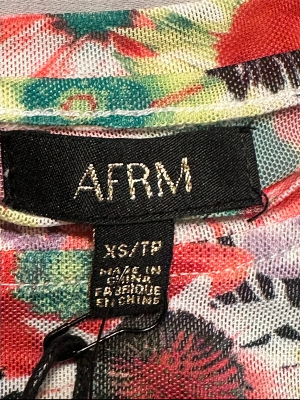 AFRM Floral Multicolor Short-Sleeve Crop Top - Coral, Green, Yellow